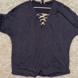 Day trip top with tie front